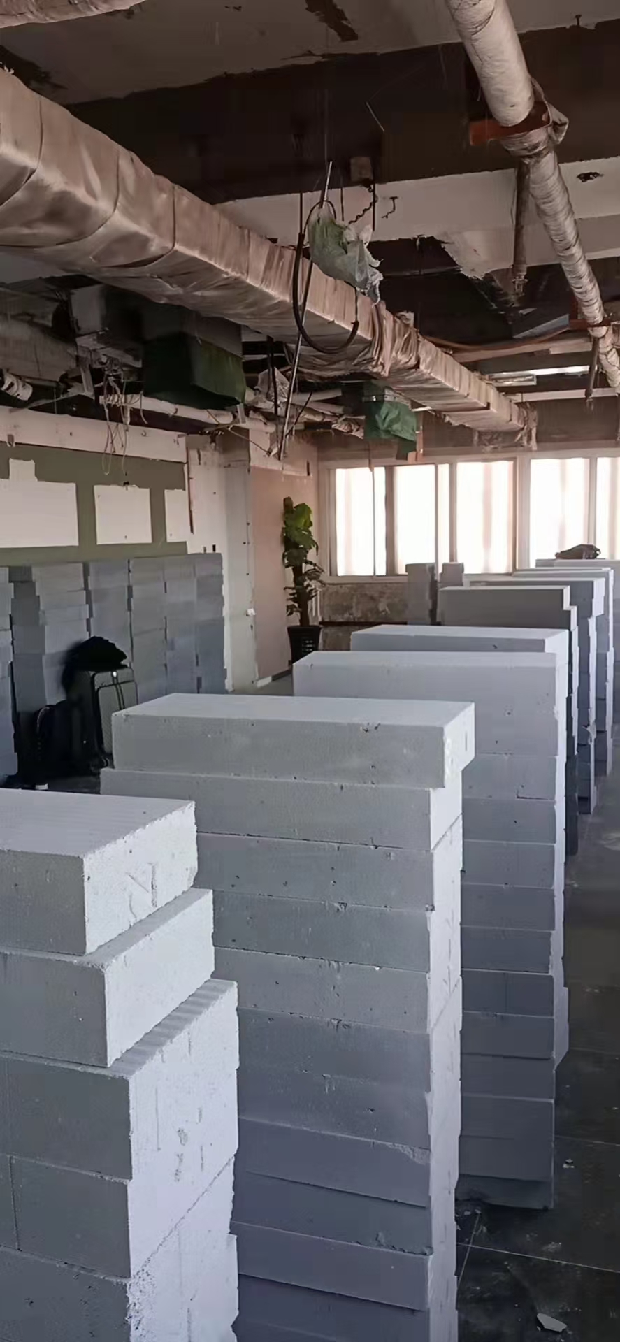 加气块隔墙砌筑效果